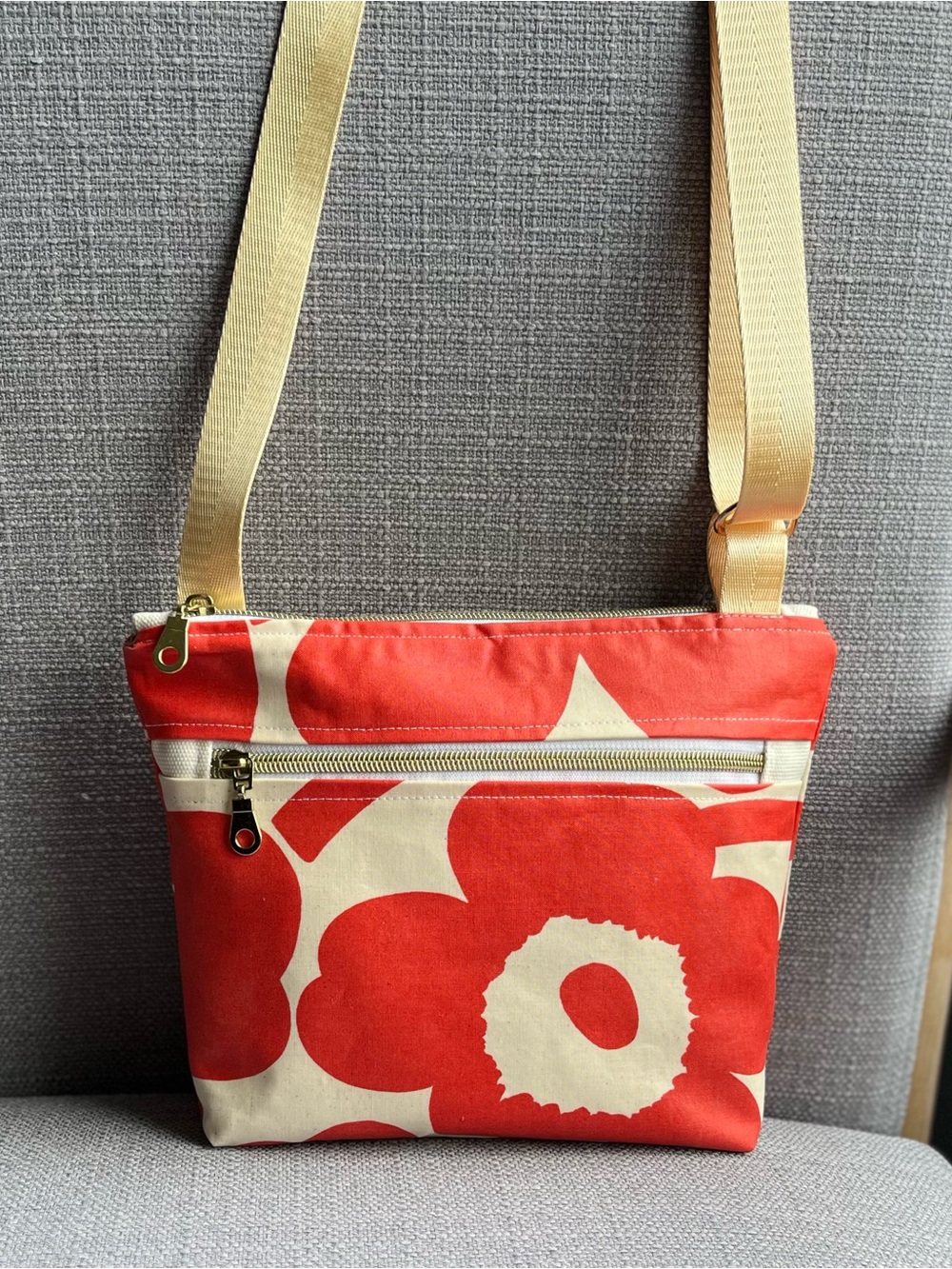 handmade marimekko style floral crossbody purse bag